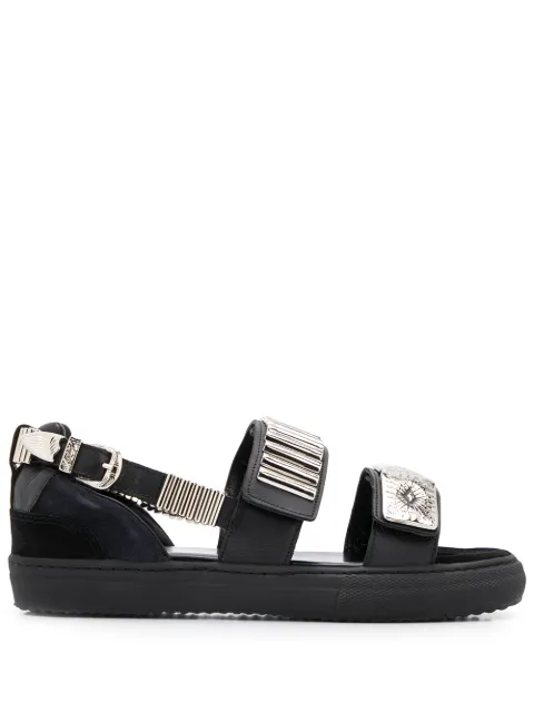 Toga Pulla embossed strap sandals Black AJ664