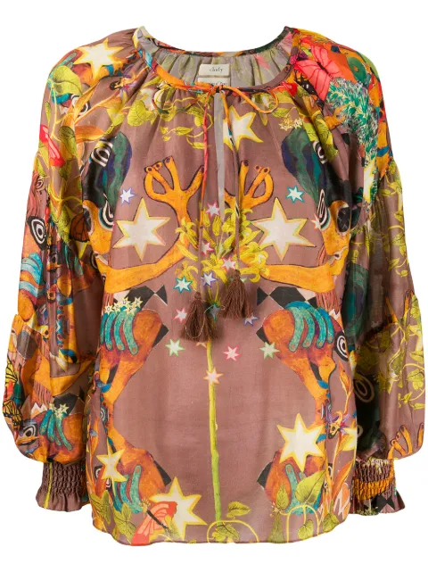 Chufy oversized abstract print blouse Brown PTPS1901K