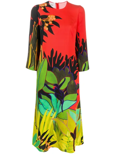 Valentino Garavani Monkey Forest print midi dress Red BVARQ05DA