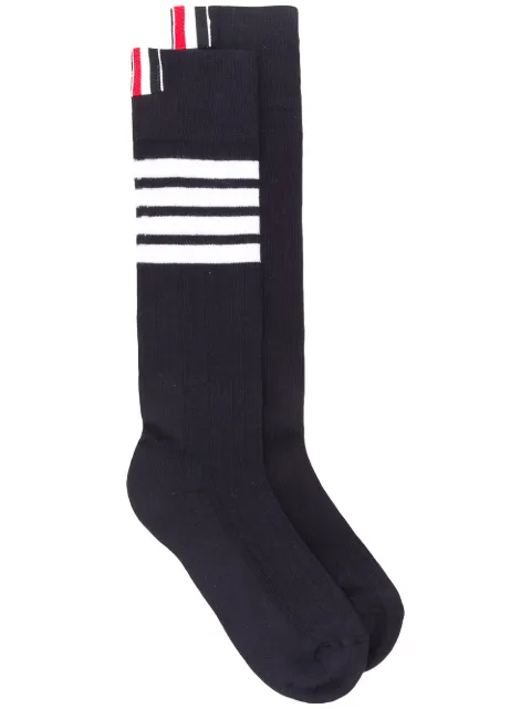 Thom Browne cotton 4-Bar athletic mid-calf socks Blue MAS095A01690