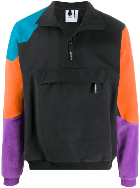 adidas colour blocked sport jacket Black FM3680