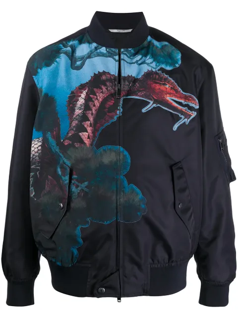 Valentino Garavani Dragons Garden print bomber jacket Blue VCIF156AA