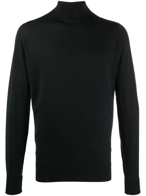 John Smedley wool roll neck jumper Black RICHARDS