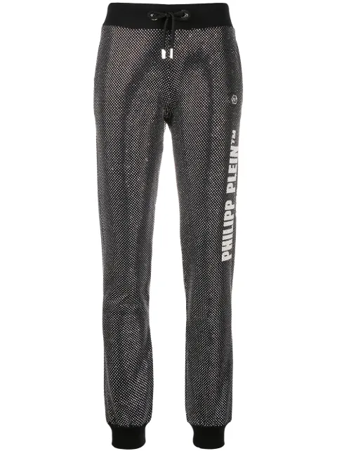 Philipp Plein glitter-effect slim-fit trousers Black P20CWJT1172PTE003N