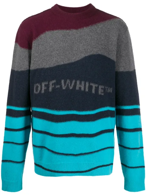 Off-White striped knitted jumper Red OMHE034R20E370252408