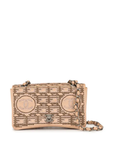 CHANEL Pre-Owned rhinestone chain shoulder bag Neutrals 7883273