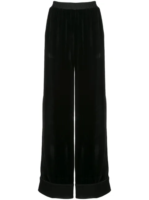 Mary Katrantzou wide-leg velvet high trousers Black MACAWMB052A