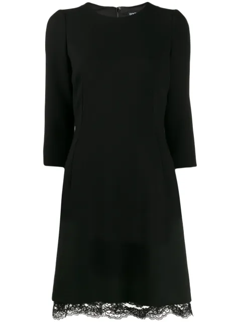 Dolce & Gabbana lace-trim wool minidress Black F6H8RTFUBD2