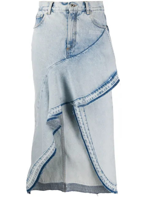 Off-White ruffled asymmetrical denim skirt Blue OWYF001S20DEN0024500