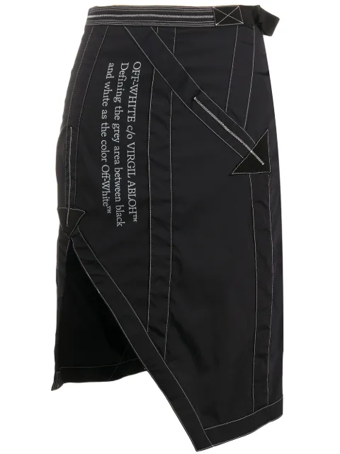 Off-White side-vent asymmetric skirt Black OWCC088S20FAB0021001