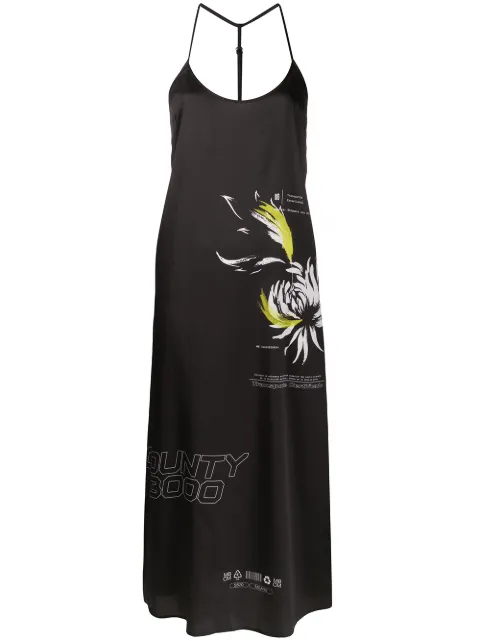 COUNTY OF MILAN Flower Shipping midi slip dress Black CWDB110S20FAB0011001