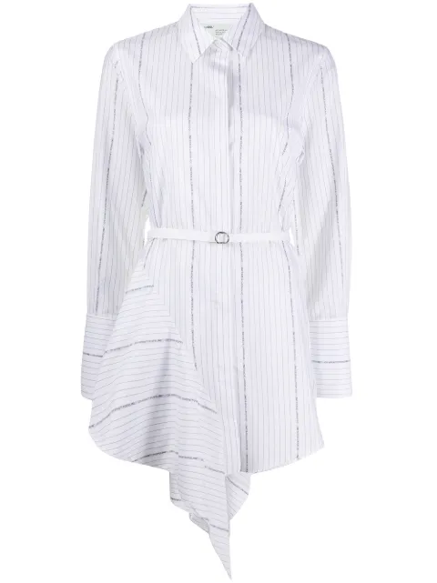 Off-White striped asymmetric mini shirt dress White OWDB216R20H381220110
