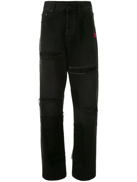 Off-White ripped Arrows-logo jeans OMYA064R20E540281028