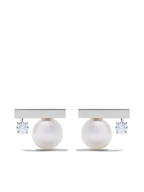 TASAKI 18kt white gold diamond Collection Line petit balance class earrings Silver E4174W