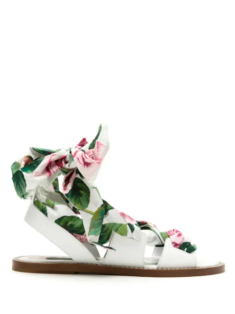 Dolce & Gabbana Tropical Rose lace-up sandals White CQ0321AX373