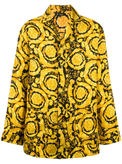 Versace Barocco-print pyjama shirt Yellow AUU05060A232999