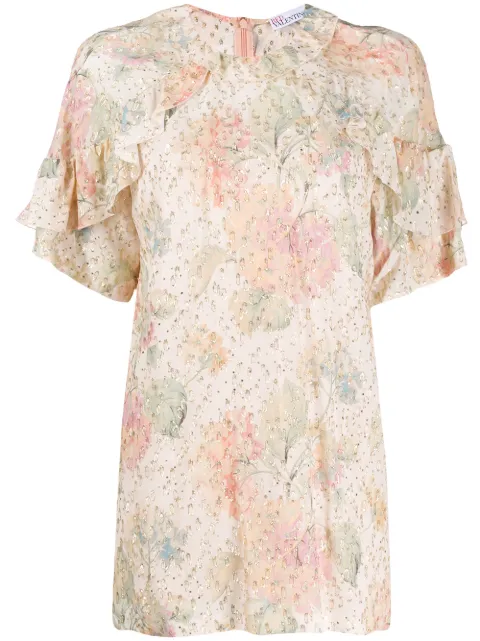 RED Valentino metallic embroidered floral blouse Neutrals RAAA954RY