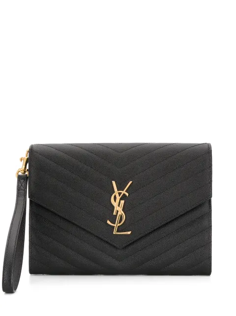 Saint Laurent YSL New Pouch Monogram clutch bag Black 617662BOW011000