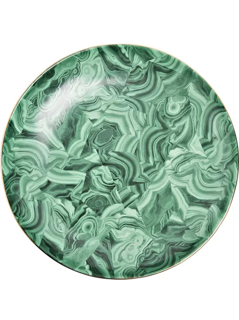 L'Objet Malachite round platter (46cm) Green ML766