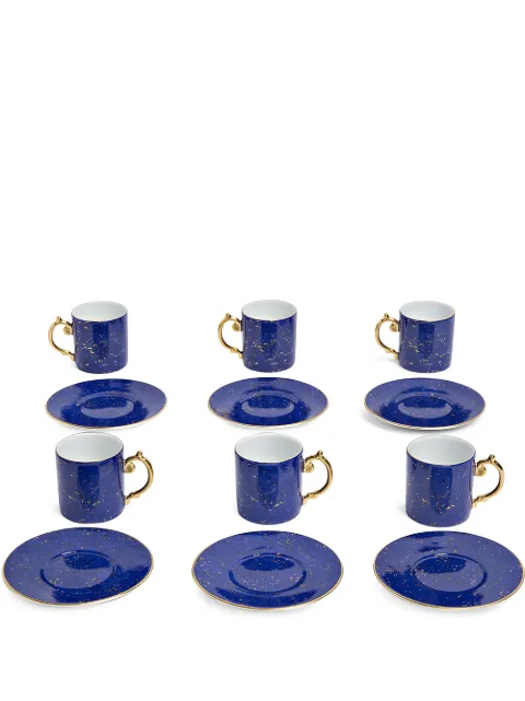 L'Objet Lapis espresso cups and saucers (set of 6) Blue LS156