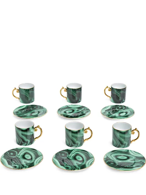 L'Objet Malachite espresso cup and saucer set Green ML756