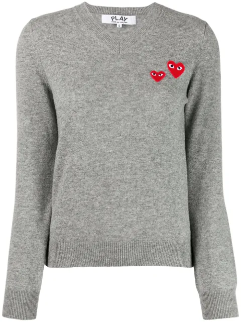 Comme Des Garçons Play long sleeve V-neck sweater Grey P1N069