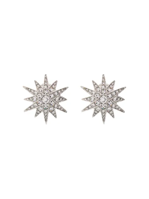Kenneth Jay Lane Starburst silver-tone crystal clip earrings Silver 7353ESC