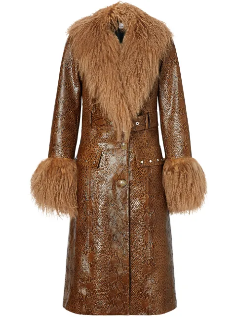 Burberry snake-effect fur-trim jacket Brown 8022849