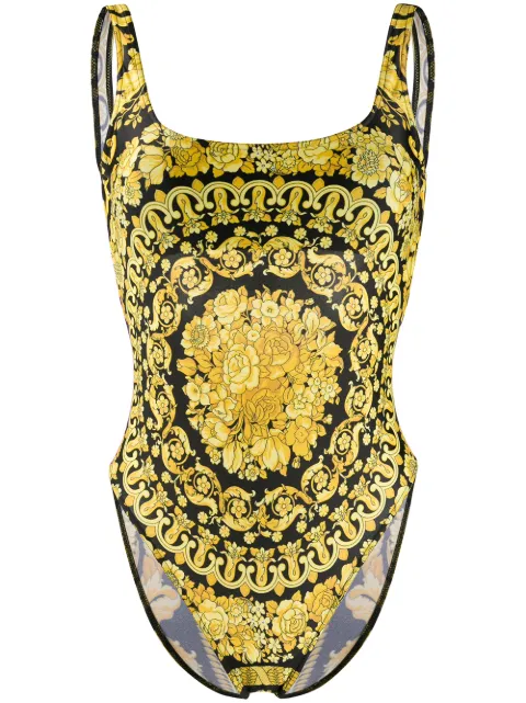 Versace printed nylon-blend one-piece swimsuit Black ABD08000A232992