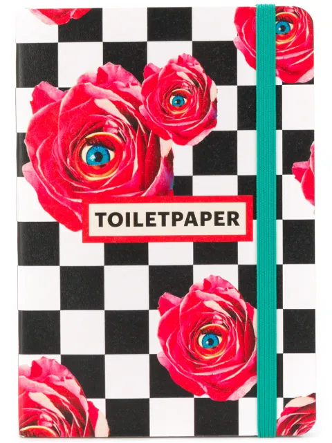 Seletti checkered floral notebook Black 008215069036