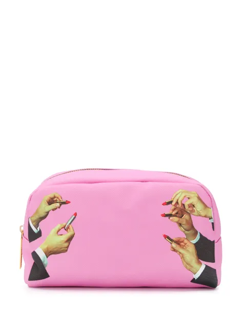 Seletti lipstick print makeup bag Pink 02553