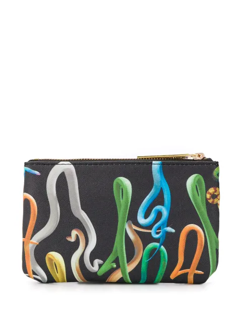 Seletti serpent-print make-up bag Black 02512