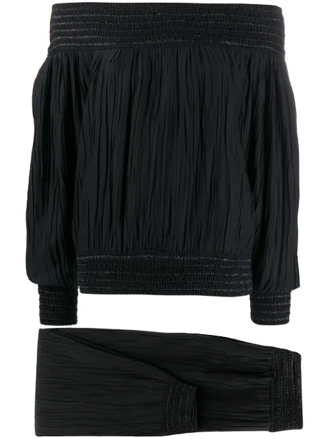 Issey Miyake Pre-Owned 1970s gathered top and trousers set Black MIY279