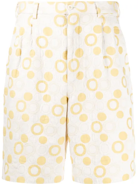 Comme Des Garçons Pre-Owned 2000s circle print shorts Yellow CDG1184