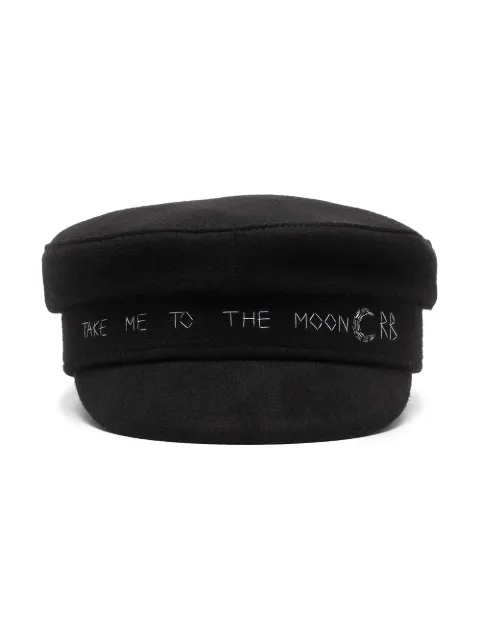 Ruslan Baginskiy crystal-embellished logo baker boy cap Black KPC033WMN2