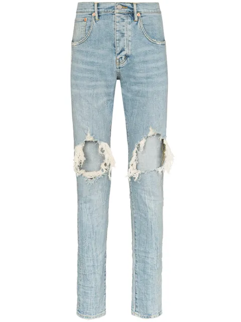 Purple Brand distressed-finish slim fit jeans Blue P002LIB