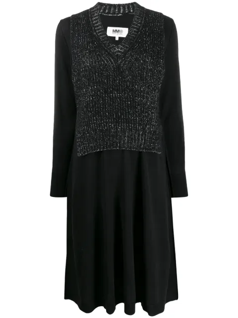 MM6 Maison Margiela Spliced bib panel dress Black S52CT0482S16952