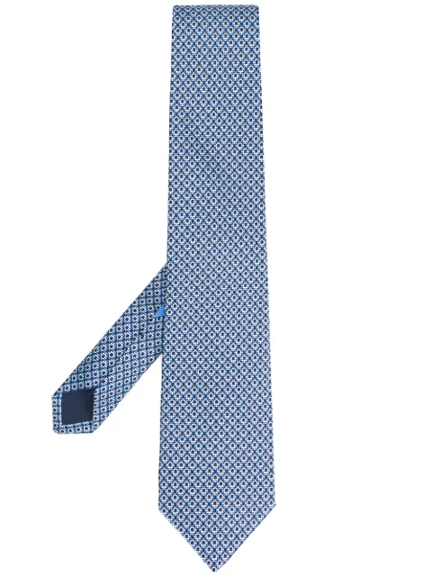 Ferragamo Gancini print silk tie Blue 722508
