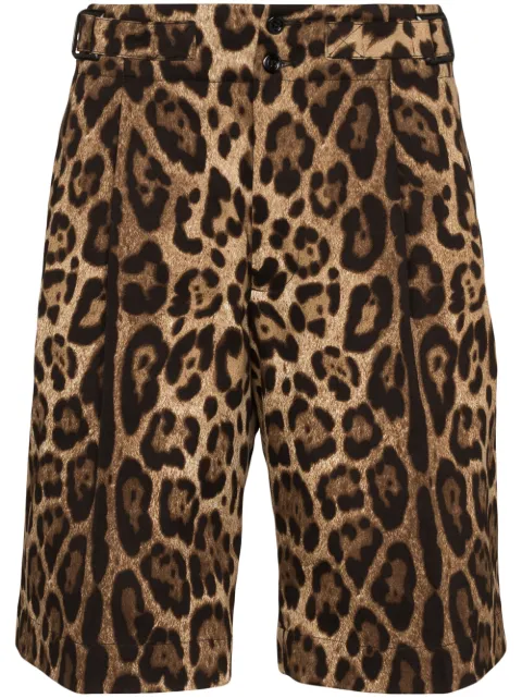 Dolce & Gabbana leopard-print bermuda shorts Brown GW8UHTFSFAG