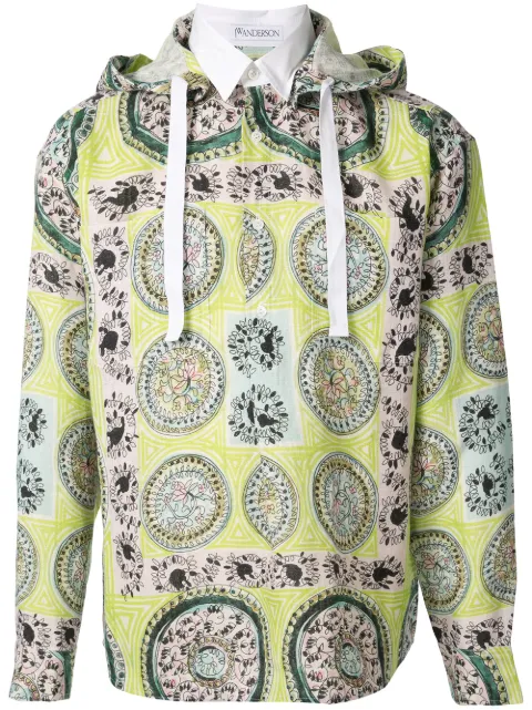 JW Anderson Mystic Paisley hooded shirt Green SH0016PG0151510