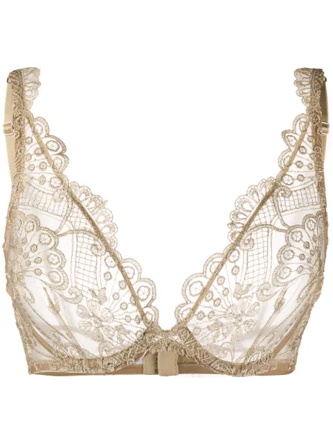 I.D. Sarrieri Christmas sheer lace bra Neutrals CHRISTMASGOLDTRIANGLEBRA