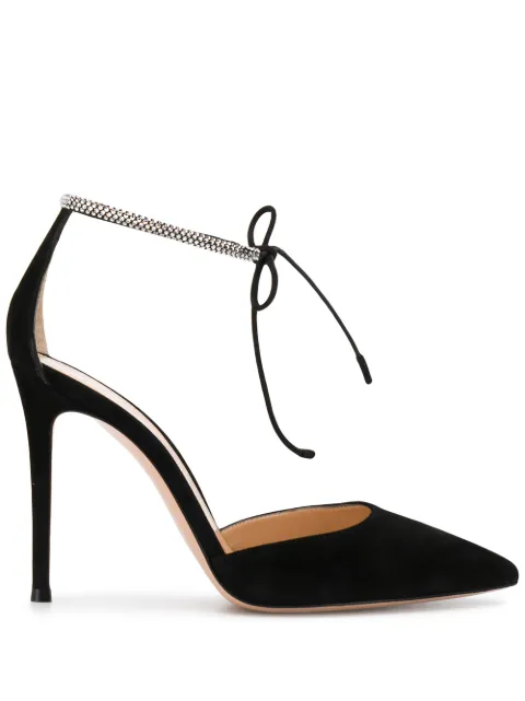 Gianvito Rossi Montecarlo D'Orsay 105mm suede pumps Black G4011215RICCAM