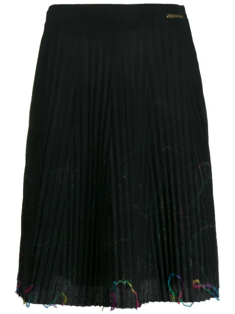 Versace Pre-Owned 1990s thread embellishments pleated skirt Black 130479