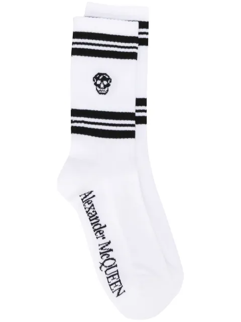 Alexander McQueen ribbed skull print ankle socks White 5734584C05Q