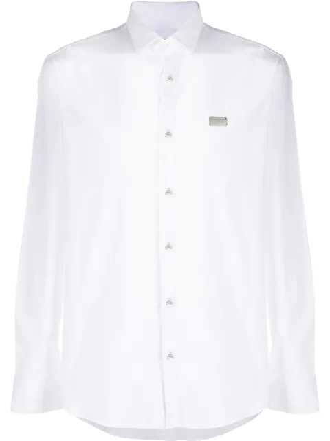 Philipp Plein logo plaque long sleeve shirt White S20CMRP1187PTE003N