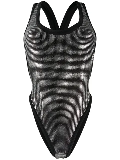 Philipp Plein crystal embellished swimsuit Black S20CWMX0135PNY008N