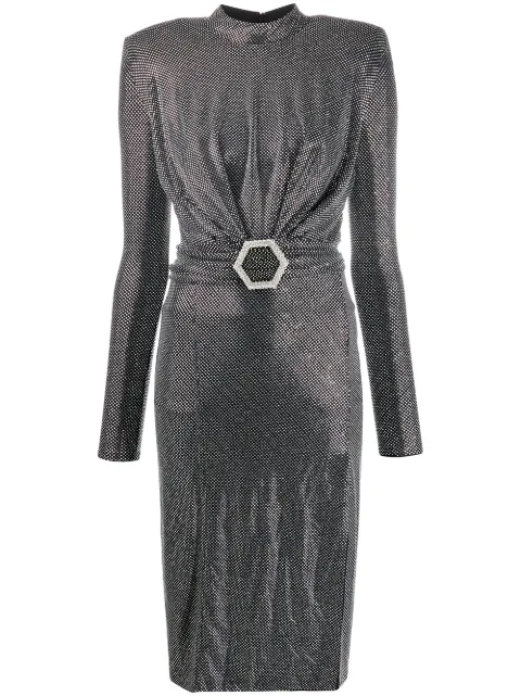 Philipp Plein Crystal Long Dress Black S20CWRG1430PTE003N