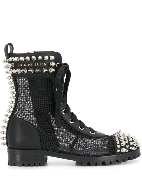 Philipp Plein studded 35mm lace-up boots Black S20SWSE0431PLE075N