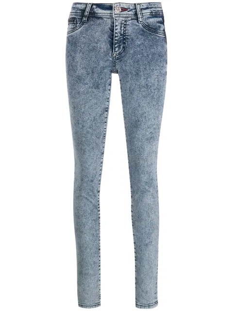 Philipp Plein acid wash denim leggings Blue S20CWDT1311PDE004N