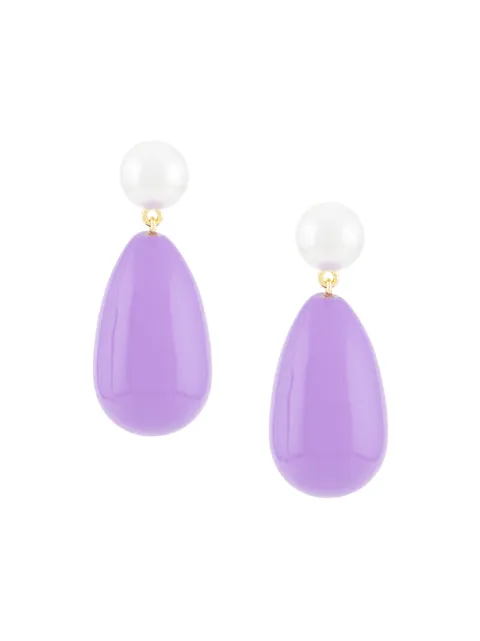 Eshvi pearl drop earrings Purple SS202012LP
